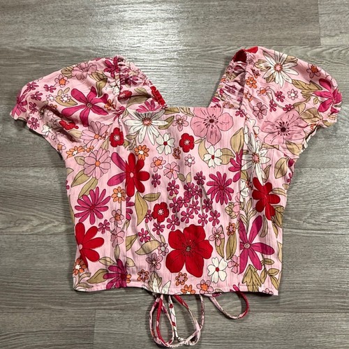 Floral puff sleeve crop - sleeve, top